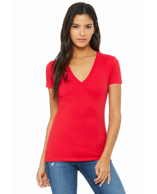 BELLA 6035 Womens Deep V-Neck T-shirt in Red
