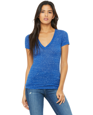 BELLA 6035 Womens Deep V-Neck T-shirt in True royal marble