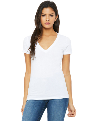 BELLA 6035 Womens Deep V-Neck T-shirt in White