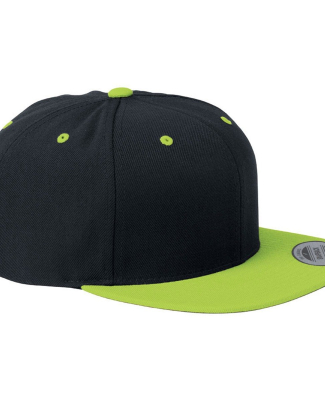 6089M Yupoong Classic Snapback Cap GREEN Under Bil in Black/ neon green