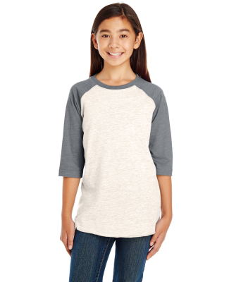 6130 LA T Youth Vintage Baseball T-Shirt in Natural heather/ granite heather