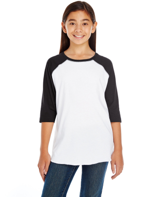 6130 LA T Youth Vintage Baseball T-Shirt in White/black
