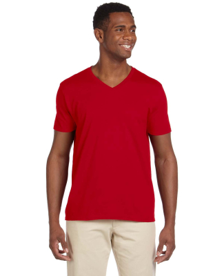 64V00 Gildan Adult Softstyle V-Neck T-Shirt in Cherry red