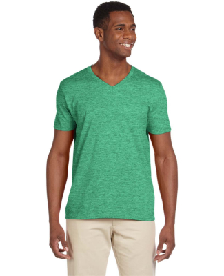 64V00 Gildan Adult Softstyle V-Neck T-Shirt in Heather irish green