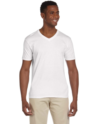 64V00 Gildan Adult Softstyle V-Neck T-Shirt in White