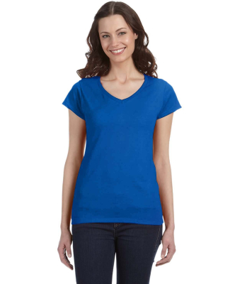 64V00L Gildan Junior Fit Softstyle V-Neck T-Shirt in Royal