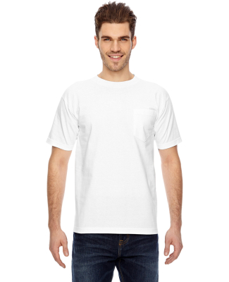 7100 Bayside Adult Short-Sleeve Tee with Pocket in White