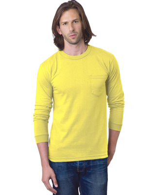 8100 Bayside Adult Long-Sleeve Cotton Tee with Poc in Yellow