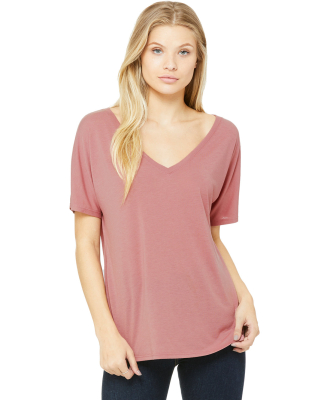 BELLA 8815 Womens Flowy V-Neck T-shirt in Mauve