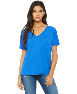 BELLA 8815 Womens Flowy V-Neck T-shirt in True royal triblend