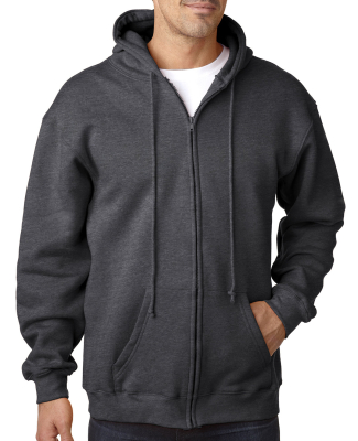 900 Bayside Adult Hooded Full-Zip Blended Fleece in Charcoal heather