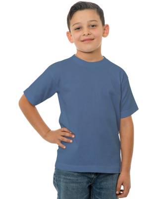 B4100 Bayside Youth Short-Sleeve Cotton Tee in Denim