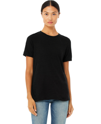 BELLA 6400 Womens Relaxed Jersey Tee in Solid black slub