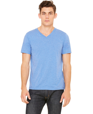 BELLA+CANVAS 3415 Men's Tri-blend V-Neck T-shirt in Blue triblend