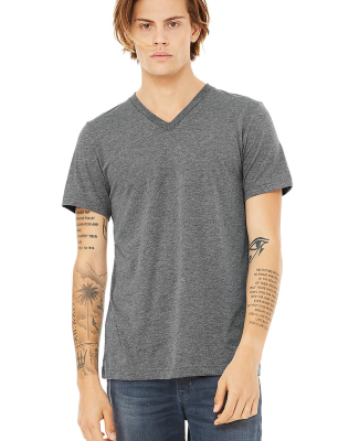 BELLA+CANVAS 3415 Men's Tri-blend V-Neck T-shirt in Grey triblend