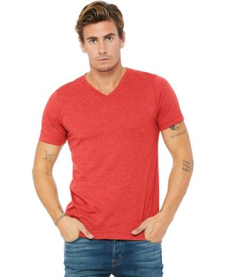 BELLA+CANVAS 3415 Men's Tri-blend V-Neck T-shirt in Red triblend