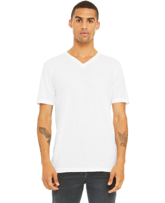 BELLA+CANVAS 3415 Men's Tri-blend V-Neck T-shirt in Solid white triblend