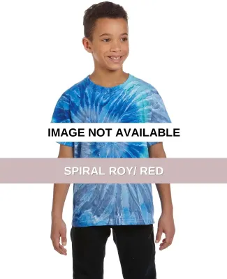 H1000b tie dye Youth Tie-Dyed Cotton Tee SPIRAL ROY/ RED