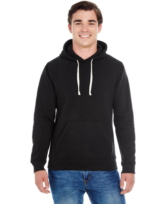 J8871 J-America Adult Tri-Blend Hooded Fleece in Black solid