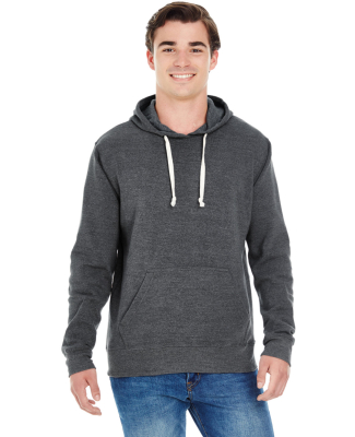 J8871 J-America Adult Tri-Blend Hooded Fleece in Black Triblend