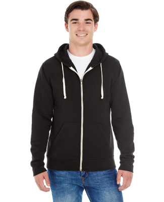 J8872 J-America Adult Tri-Blend Full-Zip Hooded Fl in Black solid