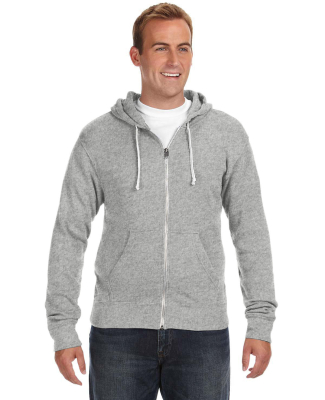 J8872 J-America Adult Tri-Blend Full-Zip Hooded Fl in Grey triblend