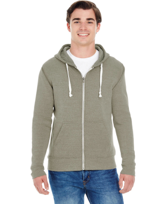 J8872 J-America Adult Tri-Blend Full-Zip Hooded Fl in Olive triblend