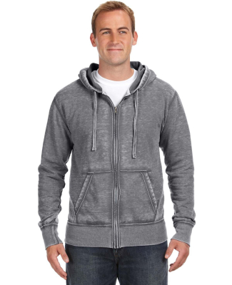 J8916 J-America Adult Vintage Zen Full-Zip Hooded  in Dark smoke