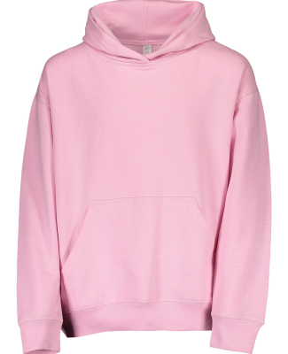 L2296 LA T Youth Fleece Hooded Pullover Sweatshirt in Pink