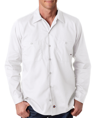 LL535 Dickies Men's Long-Sleeve Industrial Poplin  in White