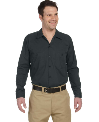 LL535 Dickies Men's Long-Sleeve Industrial Poplin in Charcoal