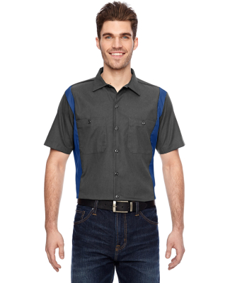 LS524 Dickies Adult Industrial Color Block Shirt in Chrcl/ roy blue