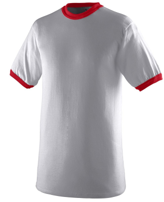710 Augusta Sportswear Ringer T-Shirt in Athletic heather/ red