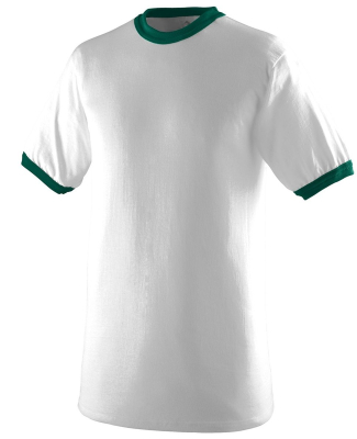 710 Augusta Sportswear Ringer T-Shirt in White/ dark green