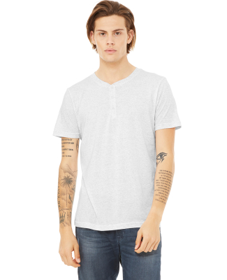 BELLA+CANVAS 3125 Short Sleeve Henley in White fleck triblend