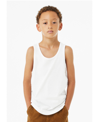 BELLA 3480Y Unisex Youth Cotton Tank Top in Solid white blend
