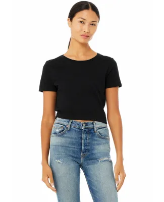 BELLA 6681 Womens Poly-Cotton Crop Top in Black