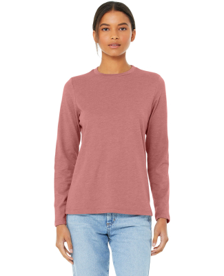 BELLA 6500 Womens Long Sleeve T-shirt in Heather mauve