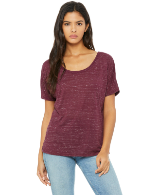 BELLA 8816 Womens Loose T-Shirt in Maroon marble