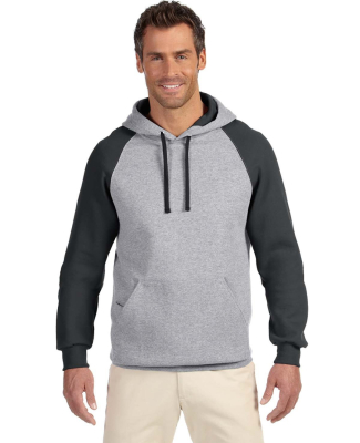 96CR JERZEES - Nublend® Colorblocked Hooded Pullo in Oxford/ black