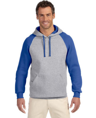96CR JERZEES - Nublend® Colorblocked Hooded Pullo in Oxford/ royal