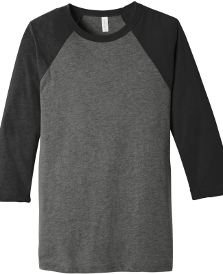 BELLA+CANVAS 3200 Unisex Baseball Tee in Grey/ charcoal black triblend