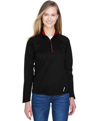 78187 North End Radar Ladies' Half-Zip Performance in Black/ classic red