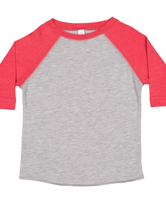 3330 Rabbit Skins Toddler Baseball Raglan in Vintage Heather/ Vintage Red