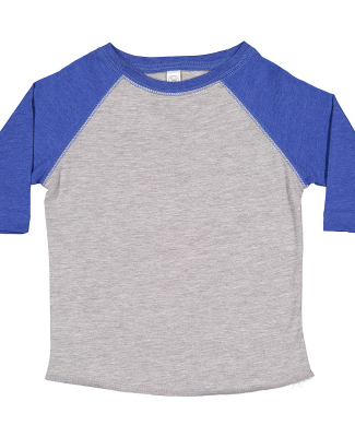 3330 Rabbit Skins Toddler Baseball Raglan in Vintage Heather/ Vintage Royal
