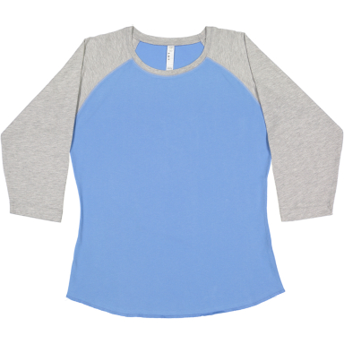 L3530 LAT - Ladies' Fine Jersey Three-Quarter Slee in Carolina blue/vintage heather