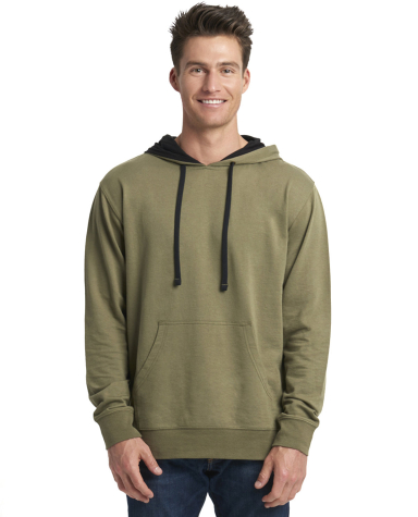 Next Level 9301 Unisex French Terry Pullover Hoody in Military green/ black