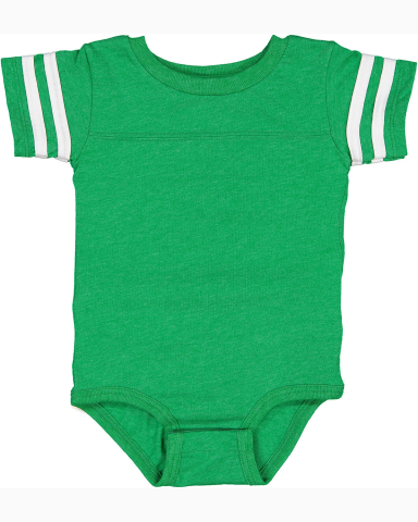 Rabbit Skins 4437 Infant Football Onesie in Vintage green/blended white