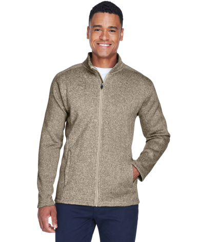 DG793 Devon & Jones Men's Bristol Full-Zip Sweater in Khaki heather