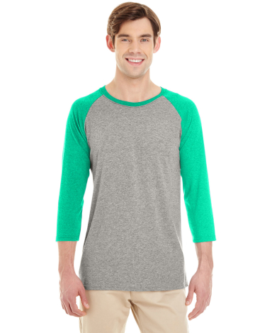 Jerzees 601RR Dri-Power Active Triblend Baseball R in Oxford/ mint heather